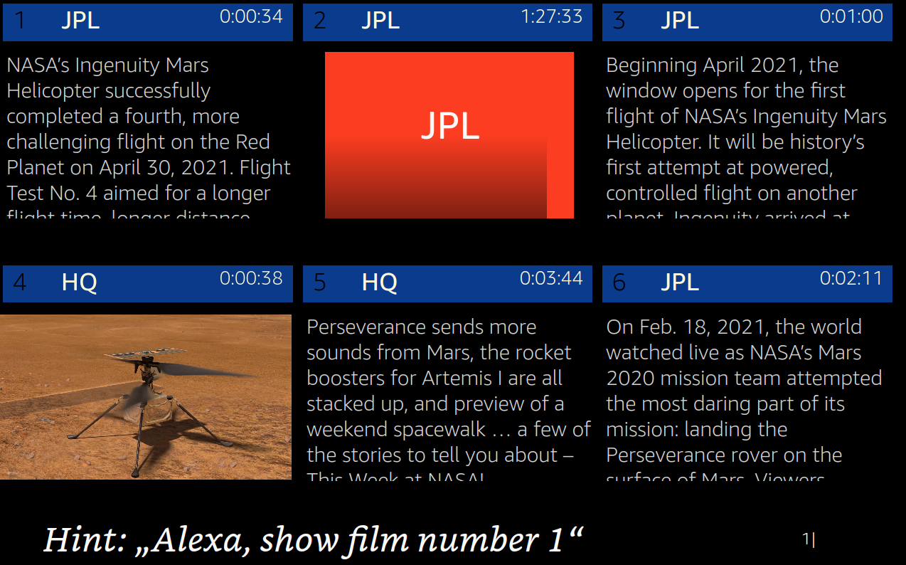 Alexa Skill Cinema Space